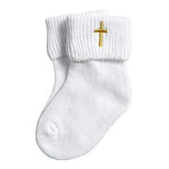 Baby Boy Girl Embroidered Gold Cross Socks Baptism Socks Christening Socks 0-6M