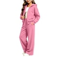 thumbnail image 3 of Husipze 2 Piece Sweatsuit for Girls Fleece Zip Relaxed Fit Hoodie Sweatshirt Oversized Wide Leg Elastic Waist Sweatpants Outfits Pink 9-10 Years, 3 of 9