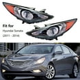 thumbnail image 2 of Fit for Hyundai Sonata 2011-2014 Halogen Headlight Headlamp Housing Assemblies (2-Pcs, Black, without Bulbs), 2 of 5