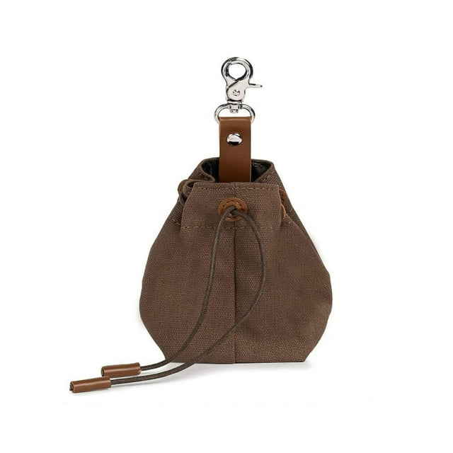 Youkk Portable Reusable Large Capacity Pet Food Storage Bag with Snap Hook Small Medium Animal Training Folding Snack Pouch Brown Bag