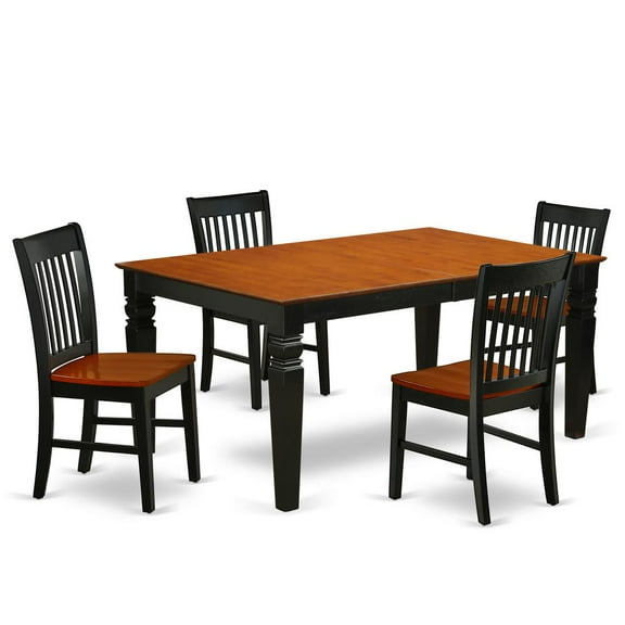East West Furniture Dining Room Set Black & Cherry, WENO5-BCH-W