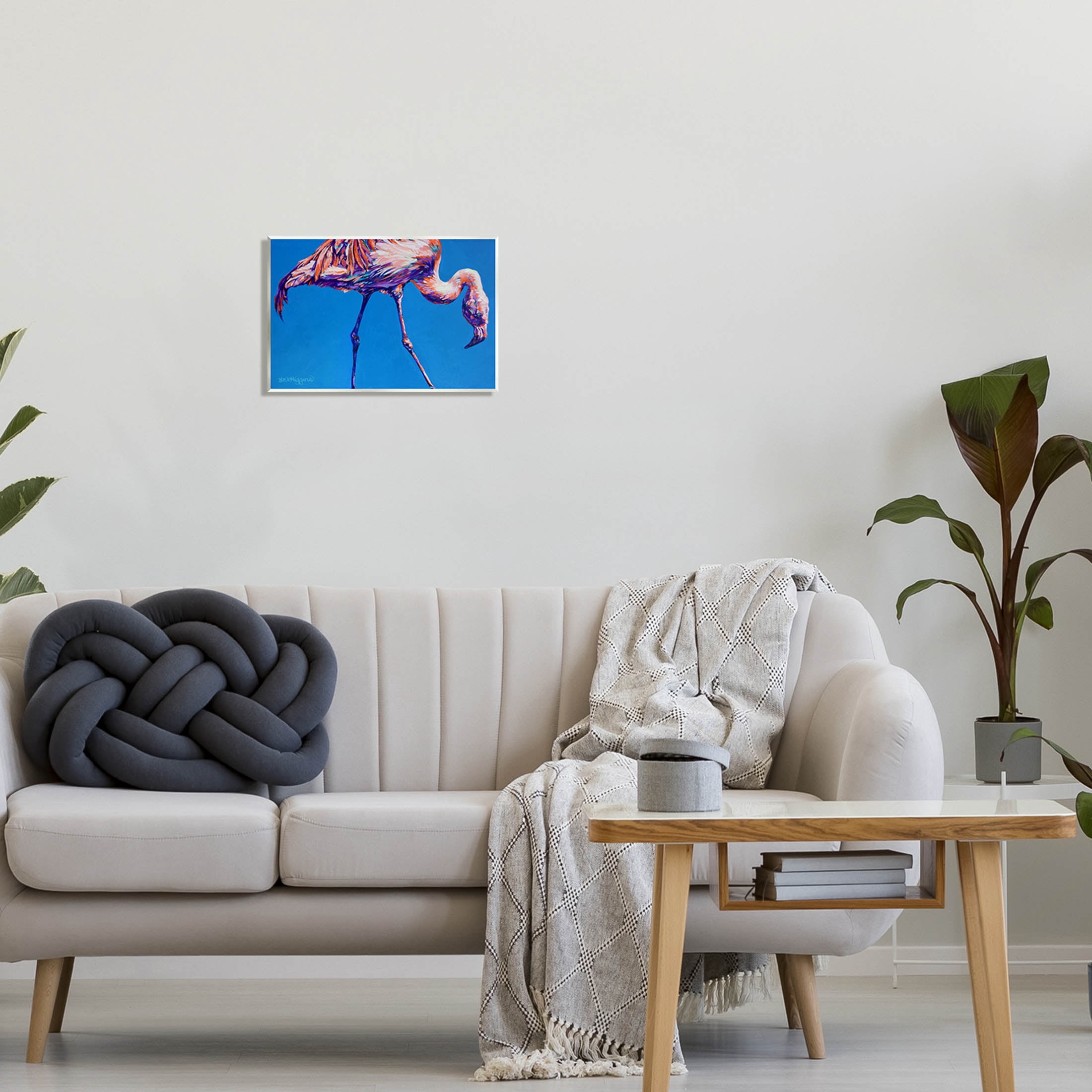 Bold Blue Modern Flamingo Animals & Insects Graphic Art Unframed Art Print Wall Art