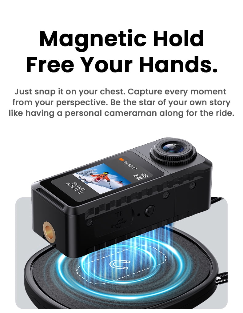 Thumb Action Camera,1080P Pocket Video Recorder with 180° Rotating Lens,Thumb Size Wearable Body Camera with Screen,Portable Camera for Outdoor,Cycling, Vlog, Travel