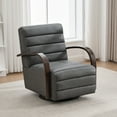 thumbnail image 3 of Modern 360° Swivel Accent Chair with Solid Wood Armrests, Comfy Tufted Upholstered Lounge Reading Chair, 25.2'' Deep Seat, for Hotel Bedroom Living Room Office and Bedroom, Gray, 3 of 9