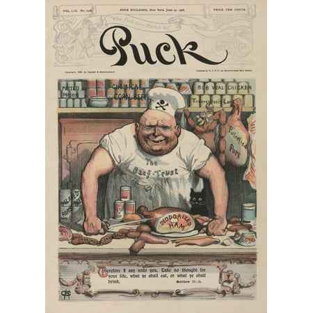 The Meat Market A 1906 Cartoon By Carl Hassmann Shows A Butcher With Meats Labeled Potted Poison Chemical Corn Beef Bob Veal Chicken Tuberculosis Lard Decayed Roast Beef Deodorized Ham Embalmed (Best Way To Poison A Chicken)