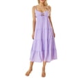thumbnail image 1 of Kmbangi Robe Midi Cami d'Été pour Femmes Couleur Unie Bretelles Spaghetti Dos Nu Tie-Up Partie Beach A-line Robe, 1 of 9
