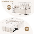 thumbnail image 7 of 53 inch 3-in-1 Convertible Sofa Bed  Pull Out Sofa, Multi - Functional Loveseat Sleeper with Adjustable Back, Side Pockets & Smooth Wheels, Velvet Upholstered for Living Room, Beige, 7 of 7