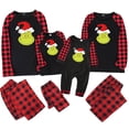thumbnail image 1 of Conjuntos de pijamas navideños familiares a juego Grinch 2024, pijama de Grinch con parte superior y pantalones de pijama a cuadros, pijama de Grinch para niños y adultos para la familia, Hombres 2XL, 1 of 4