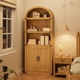 thumbnail image 3 of 72" Tall Arched Cabinet, 5-Tier Arched Bookcase with Doors and Adjustable Shelves, Arch Bookshelf with Storage, Wooden Storage Cabinet for Living Room and Kitchen Pantry, 3 of 10