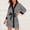 Black, variant on Women Satin Robe Ladies Silk Stripe Bathrobe Dressing Gown V-Neck Long Sleeve Belted Short Robes for Bride Bridesmaids