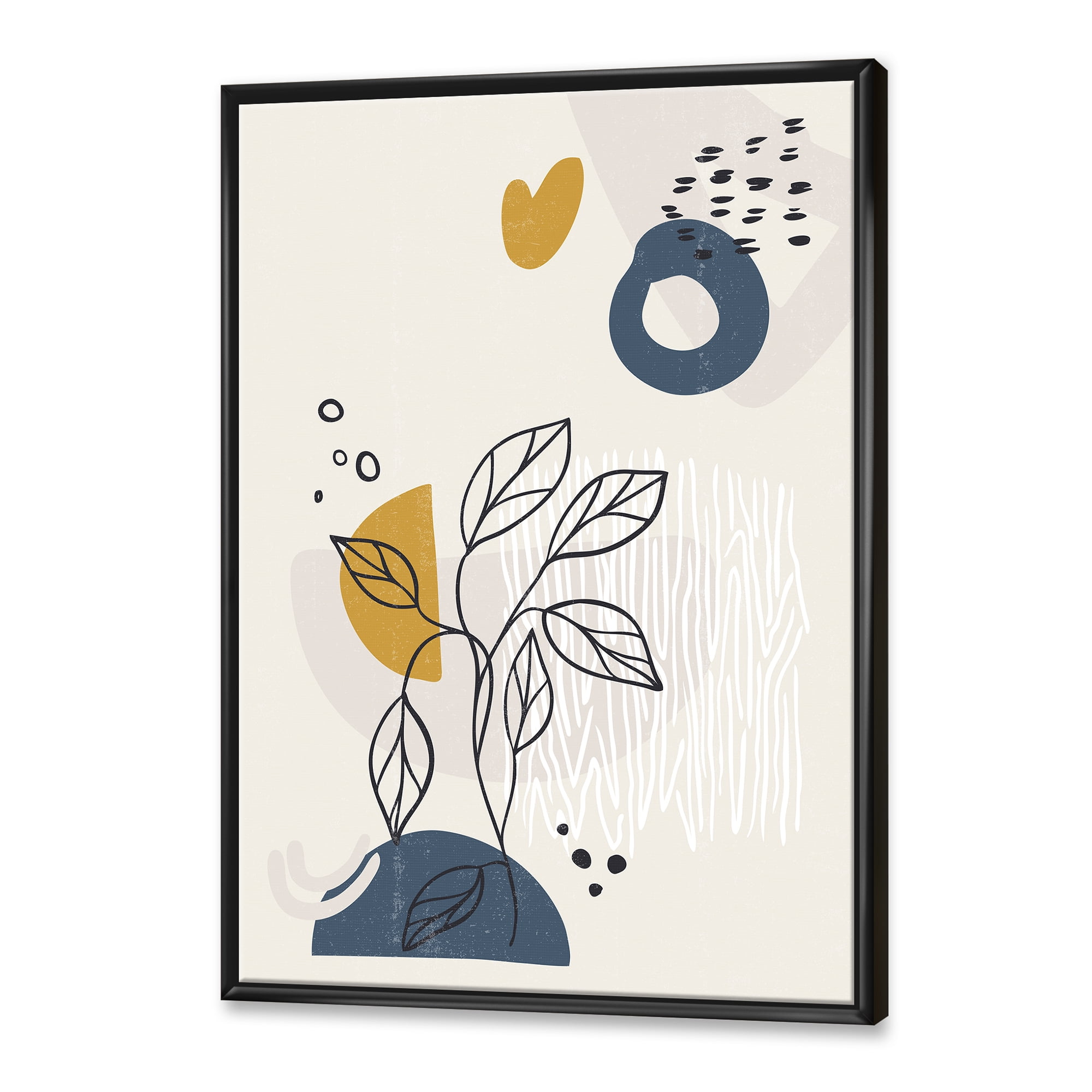 Designart 'Ancient Boho Art Minimalistic Flowers II' Modern Framed Canvas Wall Art Print