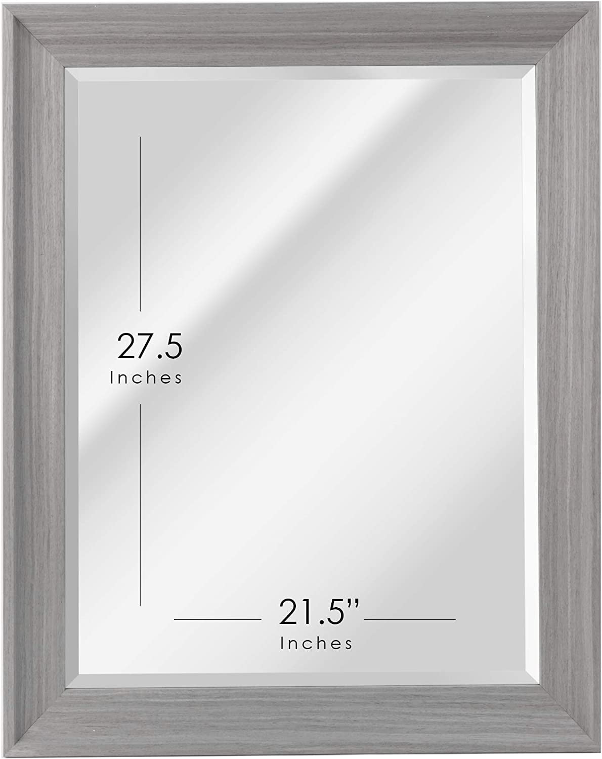 Head West 26.5 in x 32.5 in Framed Beveled Accent Vanity Mirror, Gray