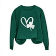 thumbnail image 4 of BLVB Women's St. Patrick's Day Sweatshirts Long Sleeve Lightweight Pullover Casual Shamrock Crewneck Shirts Tee Tops, 4 of 4