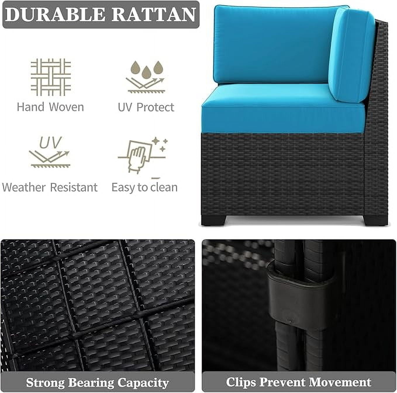 LayinSun 8 Piece Patio Furniture Set with 44" Propane Gas Fire Pit Table, Outdoor Sectional Conversation Set Wicker Rattan Sofa Set with Coffee Table