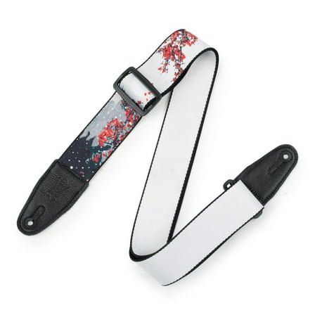 Levys 2Wide Polyester Guitar Strap | Cherry Blossoms/Snow Motif
