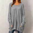thumbnail image 2 of Nowekniz Women Crewneck Long Sleeve Tops, Lightweight Loose Sweatshirt Tunic Shirts with Pockets, Soft Casual Blouses Matching Leggings, Fashionable Fall Daily Wear Outfits, 2 of 5
