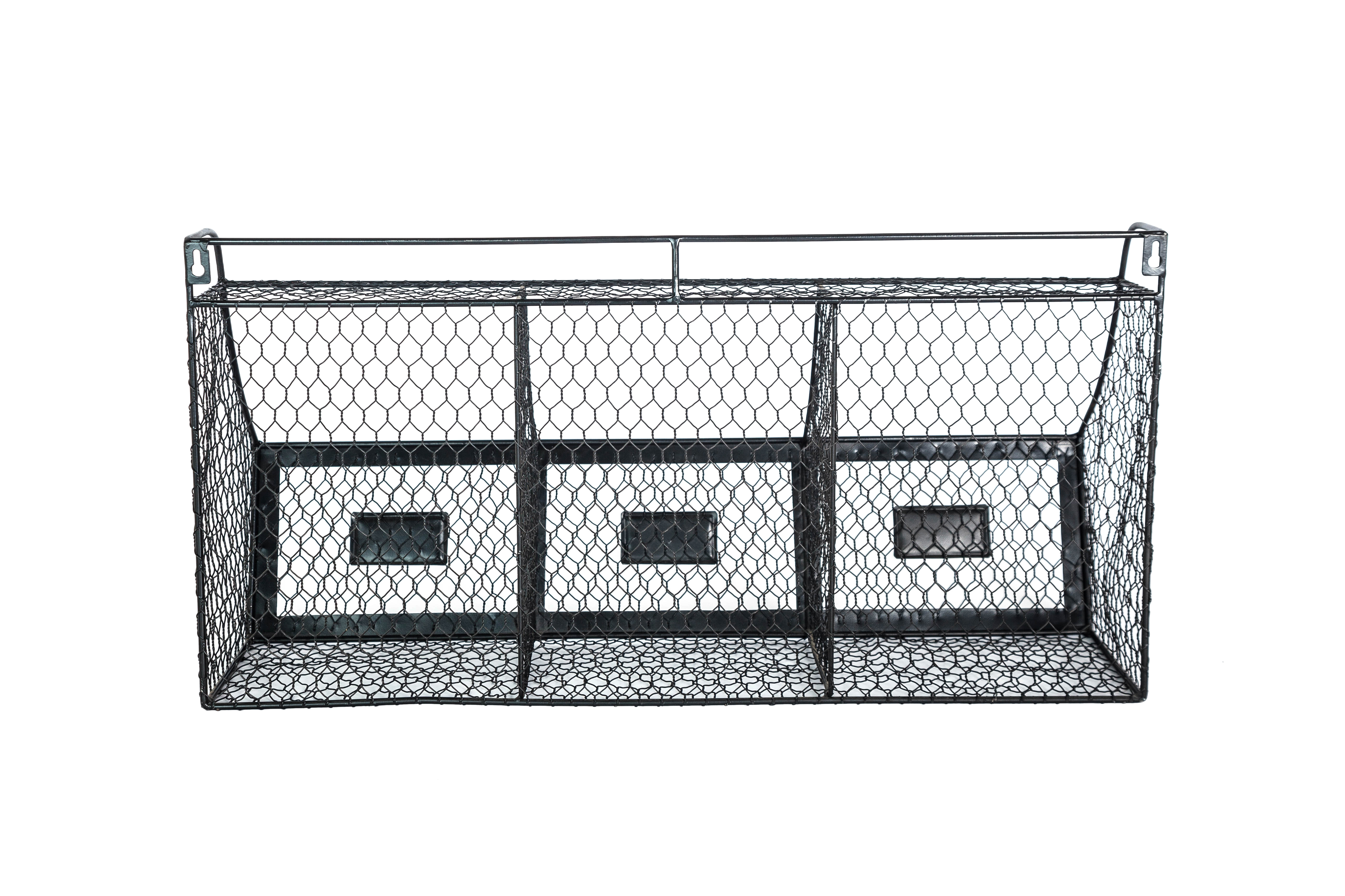 K-Cliffs 3 Compartment Basket, Large Wall Mount Metal Storage Hanging Fruit Organizer  Wire Baskets  Black Dimensions; 26x13x10 - image 4 of 5