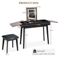 thumbnail image 3 of JanflyHome Vanity Desk with Mirror LED Light, Flip Top Wood Makeup Vanity Table with Stool, Dessing Table Office Desk with Charging Port, Vintage Brown, 3 of 11