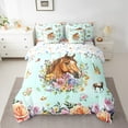 thumbnail image 2 of Erosebridal Horse Bedding Sets King Size,Rustic Farmhouse Wildlife Comforter Sets with Sheets,Watercolor Flower Bed in a Bag King Size,Super Cozy Room Decoration Reversible,7-Piece, 2 of 6