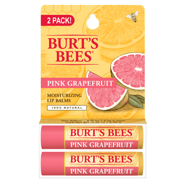 Burt's Bees 100 Natural Moisturizing Lip Balm, Pink Grapefruit, 2
