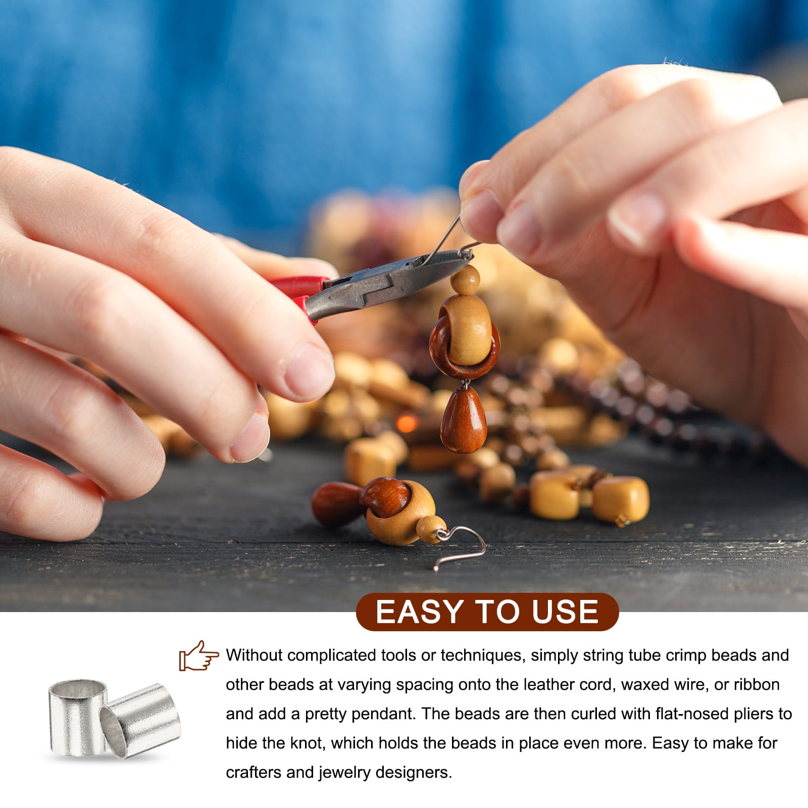 Unique Bargains Copper Crimp Beads End Stopper for DIY Crafts 0.06" x 0.06" Silver