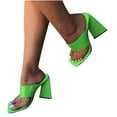 thumbnail image 4 of Anuirheih Slip on Sandals Women,Women's Shoes Fashion Solid Color Candy Colors Clip Toe Thick Heel Sandals Slippers Flip Flop(Green), 4 of 5