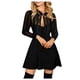 thumbnail image 4 of Vestido de fiesta de manga larga y corte A de color liso para mujer - Mezcla de algodón, cuello en V, otoño/invierno - Tallas de la S a la XXXL, 4 of 6