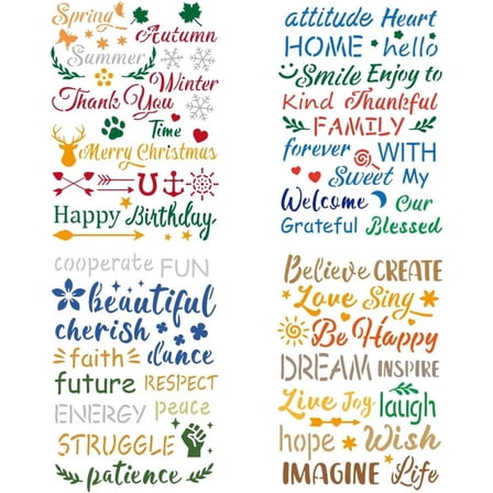 4pcs Word Stencils 11.6x8.3 inch Inspirational Word Stencil