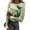 T015-Green, variant on Women Long Sleeve Crew Neck Ribbed Knit Slim Fit Shirts Floral Print Tunic Tee Tops