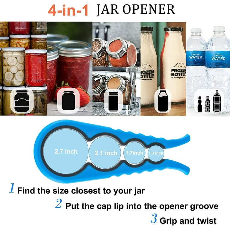 Otstar Jar Opener and Bottle Opener with Silicone Jar Gripper to Remove Stubborn Lids, Pull Tabs and Bottles-Designed for Weak Hands,Seniors, Arthriti
