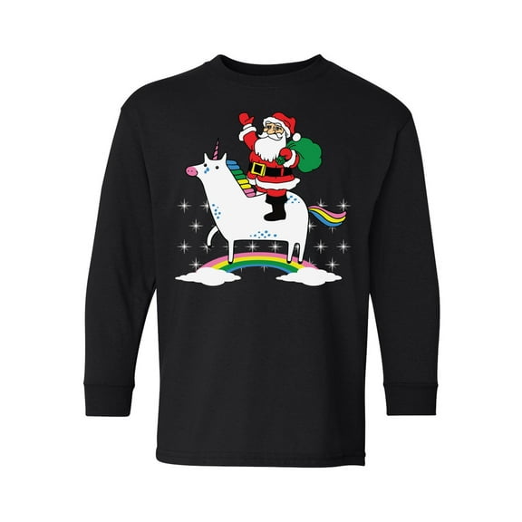 Awkward Styles Xmas Long Sleeve Shirt for Kids Youth Girls Boys Unicorn Santa Christmas Rainbow Shirt