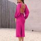 thumbnail image 4 of Gibobby Vestidos de fiesta largos elegantes Vestido de noche elegante halter de encaje satinado de alta para mujer(Rosa caliente,XL), 4 of 5