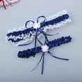 thumbnail image 2 of Women's White Lace Wedding Garters 2-Piece Set Bridal Garter Prom Gift Dark Blue, 2 of 4