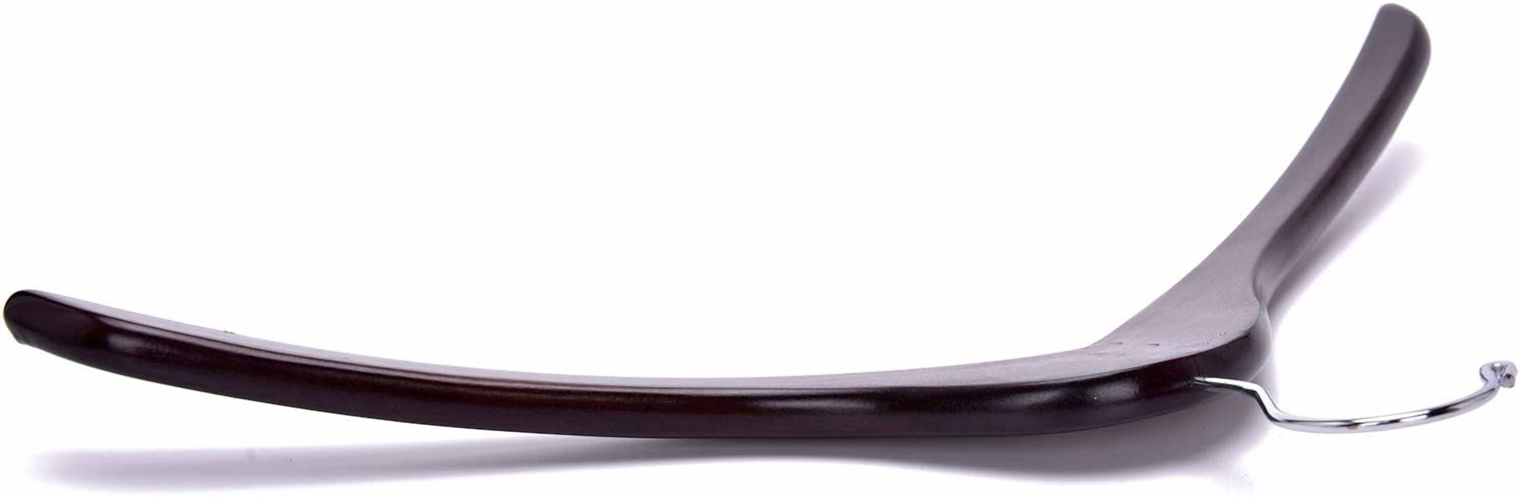 Wooden Curved Coat Hangers - Smooth Solid Wood Pants Hanger With Chrome Swivel Hook - Perfect for Suits and Jackets - Walnut - 5 Pack