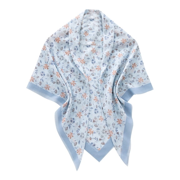 QASIEATN Women's Spring Summer Yarn Printed Square Scarf Flower Pattern Neck Scarf Daily Wear Casual Accessories Wraps for Women