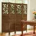 thumbnail image 6 of Folding Room Divider, 5.6Ft 4 Panels Wood Carved Privacy Screens, Free Assembled Freestanding Portable Reversible Functional Decorative Partition for Home Office Restaurant Bedroom (Brown), 6 of 9