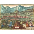 thumbnail image 2 of Hogenberg, Braun 14x11 Gold Ornate Wood Framed with Double Matting Museum Art Print Titled - Fondi Italy, 2 of 4