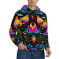 thumbnail image 2 of Wukai Mexican Flower Traditional1 Print Men Hoodies Fleece Sweatshirts Long Sleeve Sweaters Pullover Fall Outfits Winter Clothes-4X-Large, 2 of 7