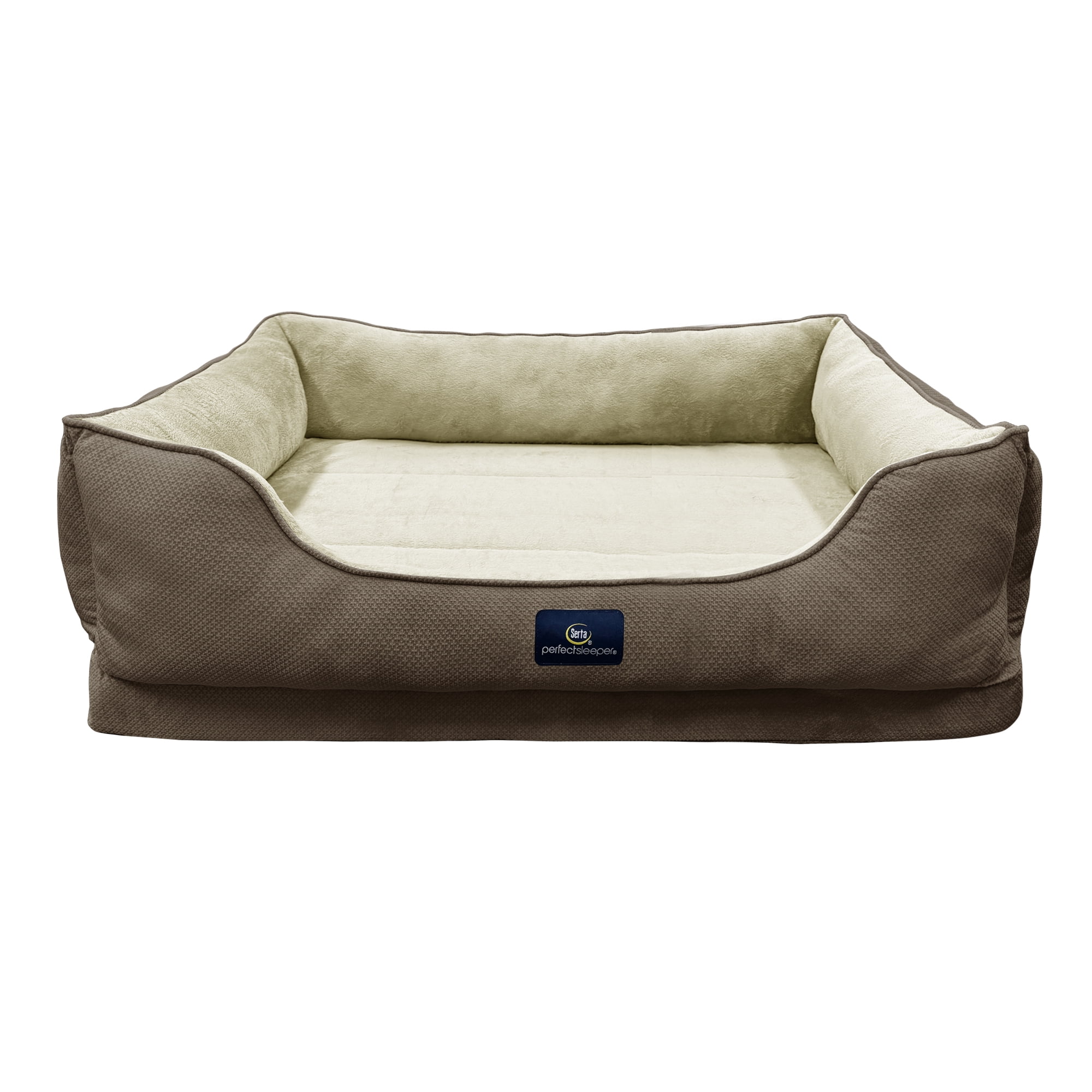 Serta Cuddler Bolster Cat & Dog Bed, Mocha, Extra Large