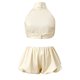 thumbnail image 3 of Conjunto de falda corta para mujer, verano, color liso/lunar, top corto sin mangas con espalda descubierta y cuello halter, conjunto de 2 piezas., 3 of 4