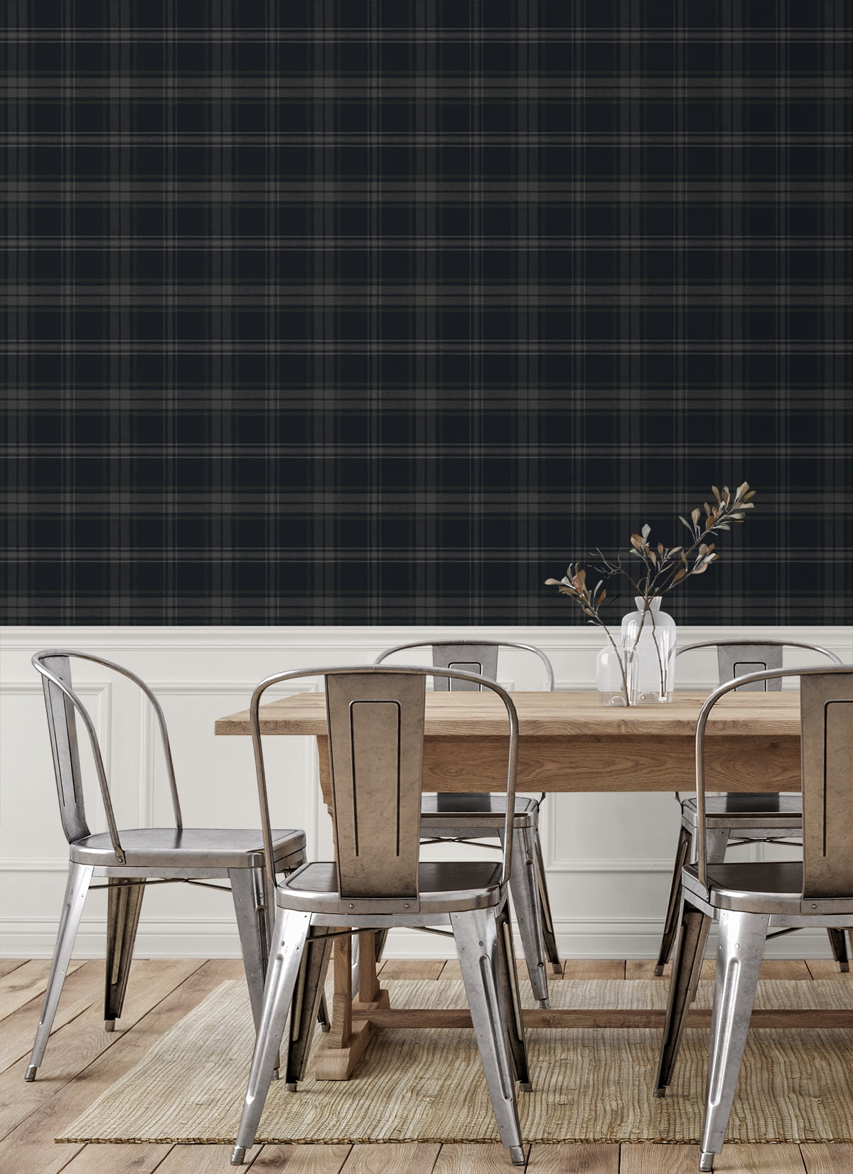 Seabrook Designs Dark Blue & Evergreen Dellabrooke Plaid Prepasted Wallpaper - 20.5 in. W x 33 ft. L Roll