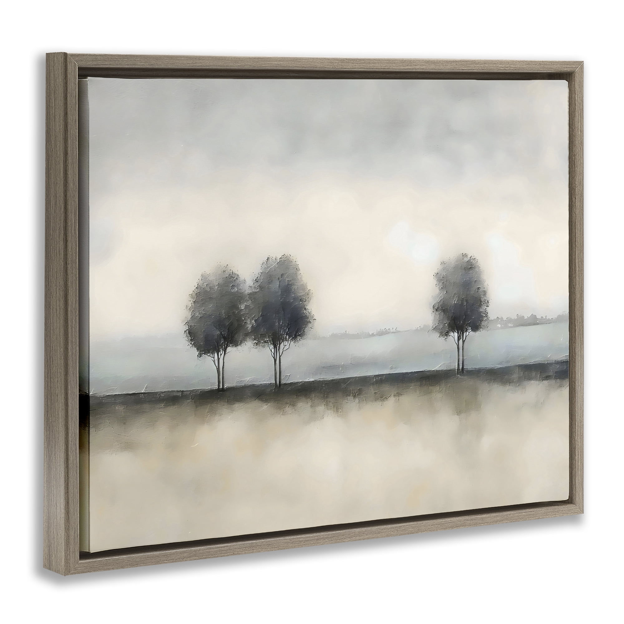Stupell Industries Muted Trees Horizon Brown Framed Floater Canvas Wall Art, design by Riley B