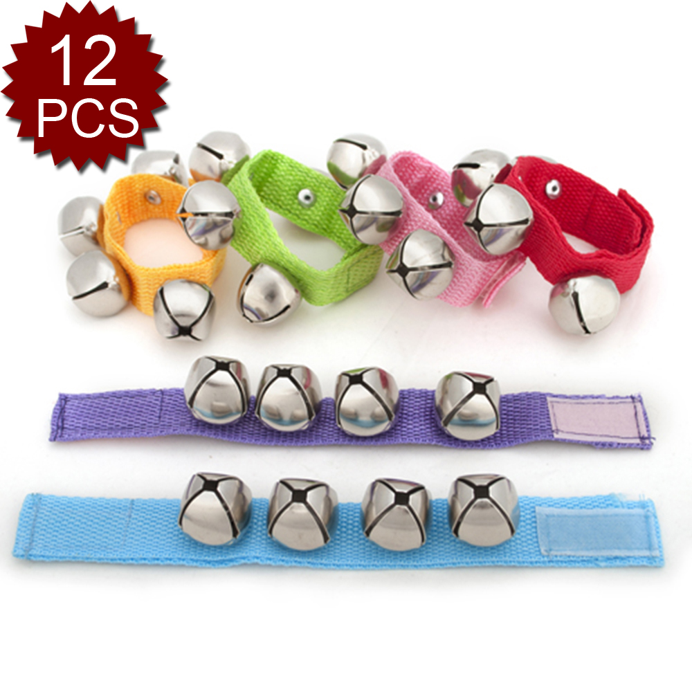 GOGO 24 Pcs Band Wrist Bells, MultiColor Musical Rhythm Toys Jingle