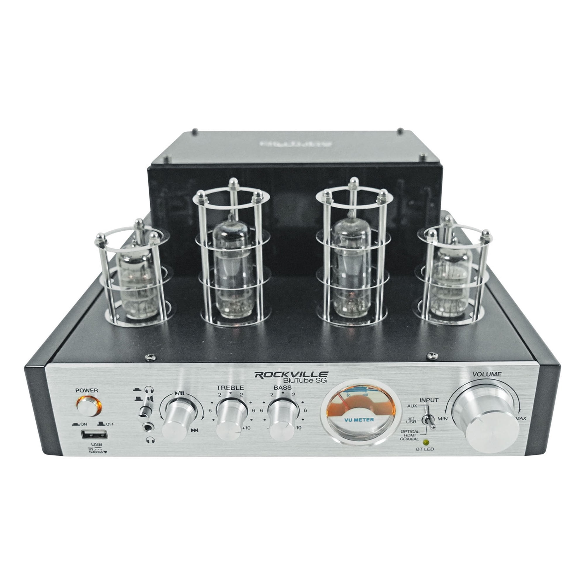 Rockville BluTube SG 70w Tube Amplifier Home Theater Stereo Receiver with Bluetooth Audiophile Grade Technology Black