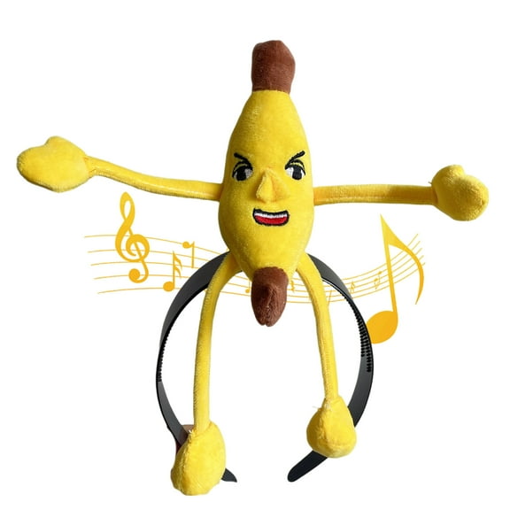 COOLHOOD Singing Banana Hairbands Lovely Cartoon Hair Hoop Plush Dolls Funny Head Band for Women's Party Costume