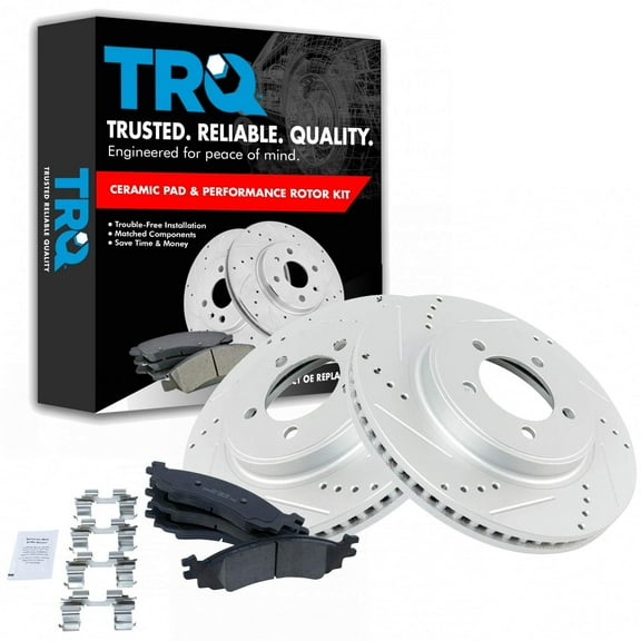 TRQ Front Performance Brake Pad & Rotor Kit Brake Pads Brake Rotors Set Ceramic Premium G-Coated Fits Select 2006-2010 Ford Explorer 2007-2010 Explorer Sport Trac Mercury Mountaineer