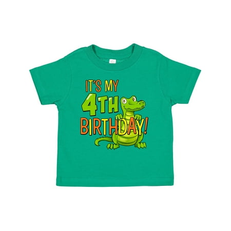 

Inktastic It s My 4th Birthday with Cute Green Alligator Gift Toddler Boy or Toddler Girl T-Shirt