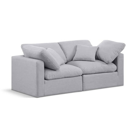 Meridian Furniture Indulge 70" Upholstered Linen Fabric Modular Sofa in Gray