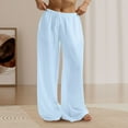thumbnail image 2 of TRUBKH Gauze Pants for Women Casual Summer Women's Pants Trousers Pants for Women Flowy Pants for Women Jogging Pants for Women Wide Leg Pants Work Pants Women Light Blue XL, 2 of 9