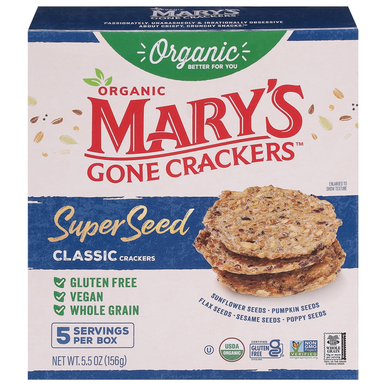 (3 pack) Mary’s Gone Crackers Super Seed Organic, Gluten Free Classic Crackers, 5.5 oz